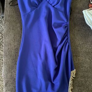 Elegant Blue Dress with Beaded Detail